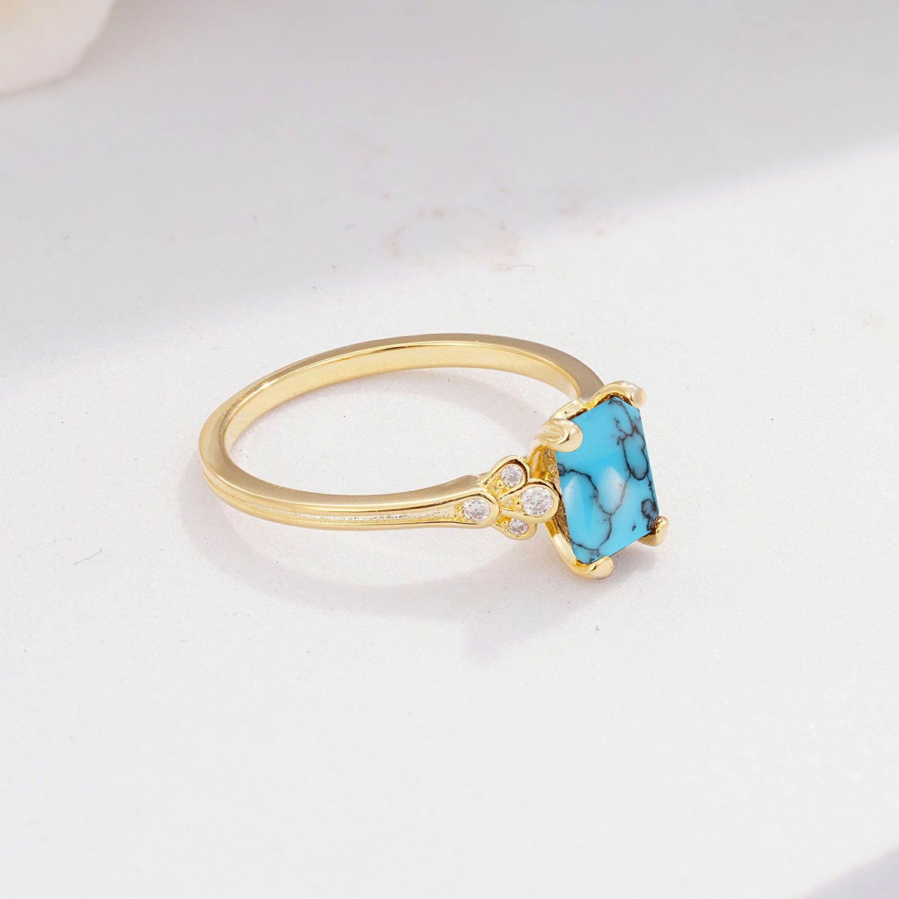 ML07055 Turquoise Ring - White-Gold