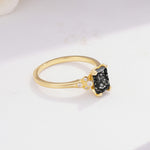 ML07055 Black Rutilated Quartz Ring - White-Gold