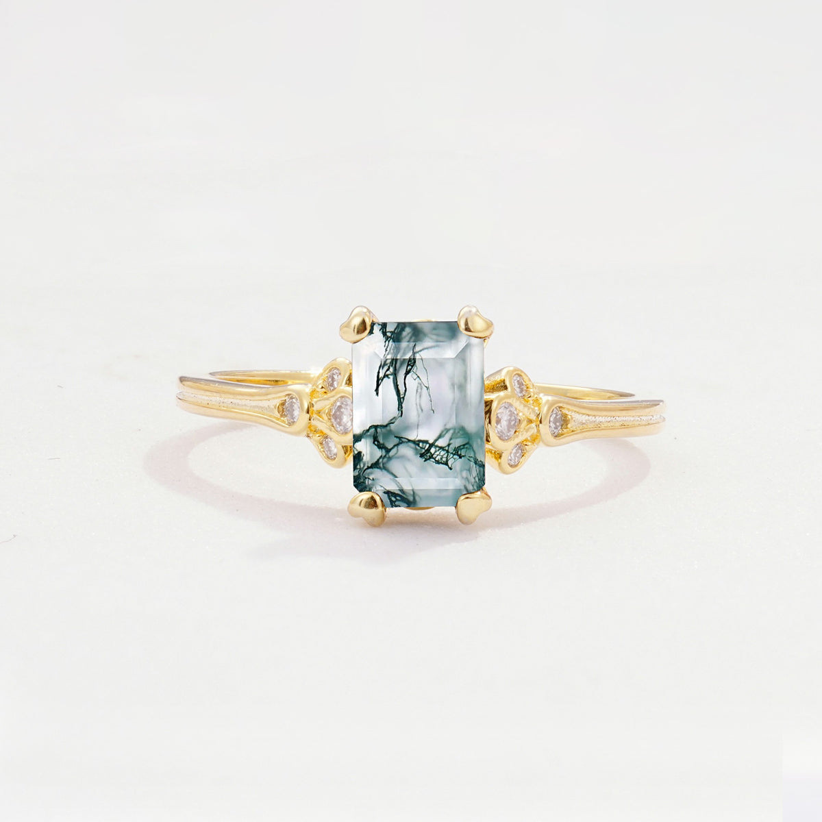 ML07055 Moss Agate Ring - Yellow-Gold
