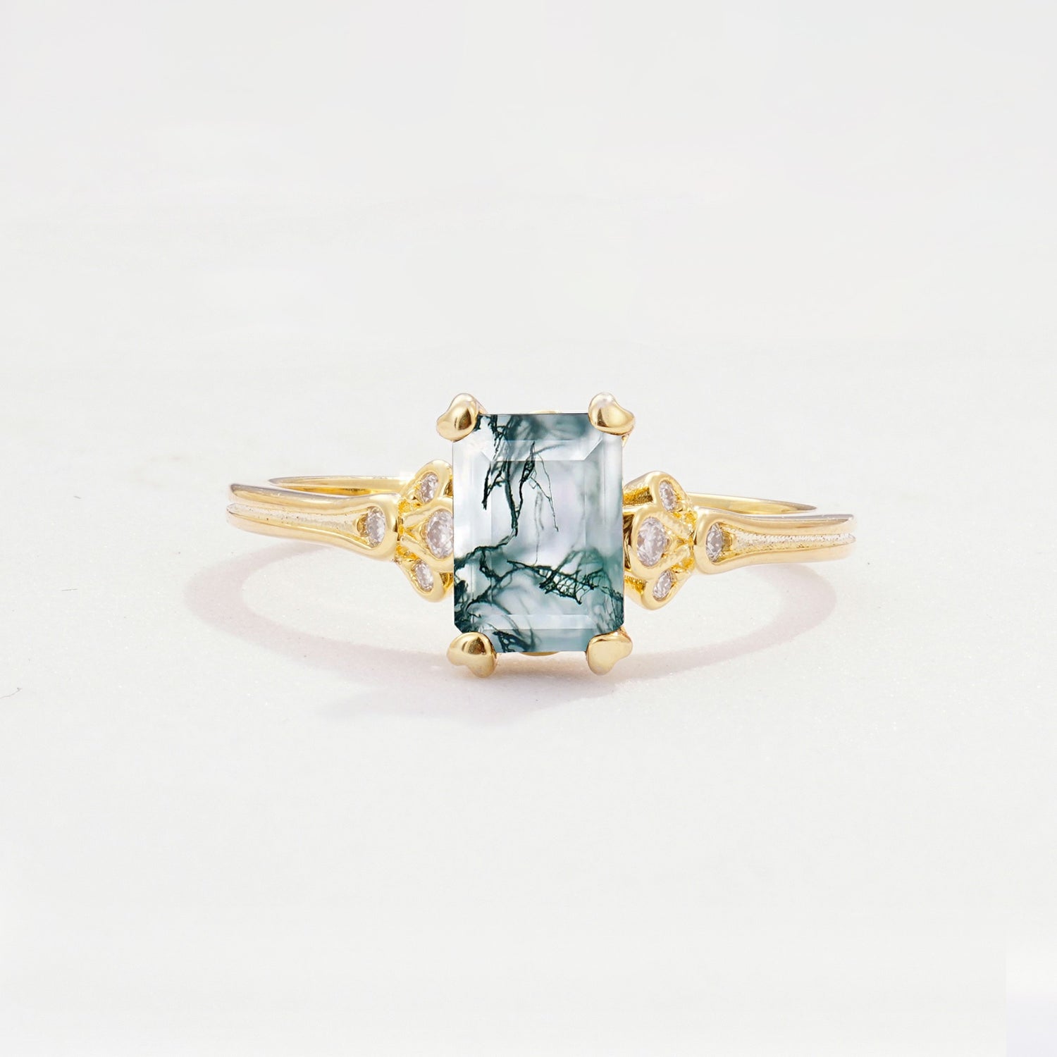 ML07055 Moss Agate Ring - Yellow-Gold