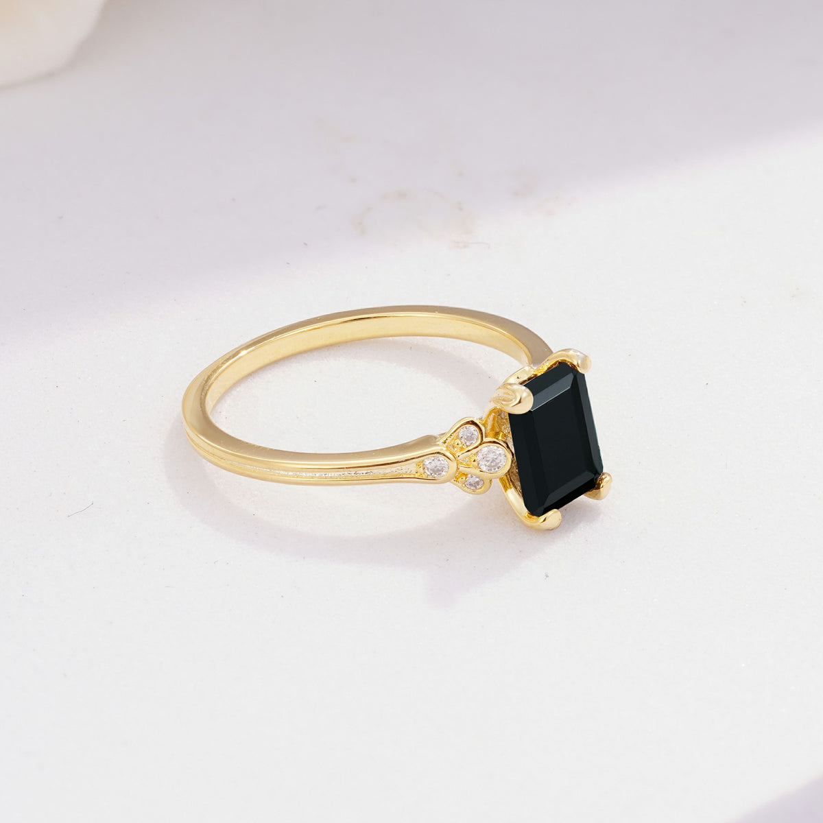 ML07055 Black Onyx Ring - White-Gold