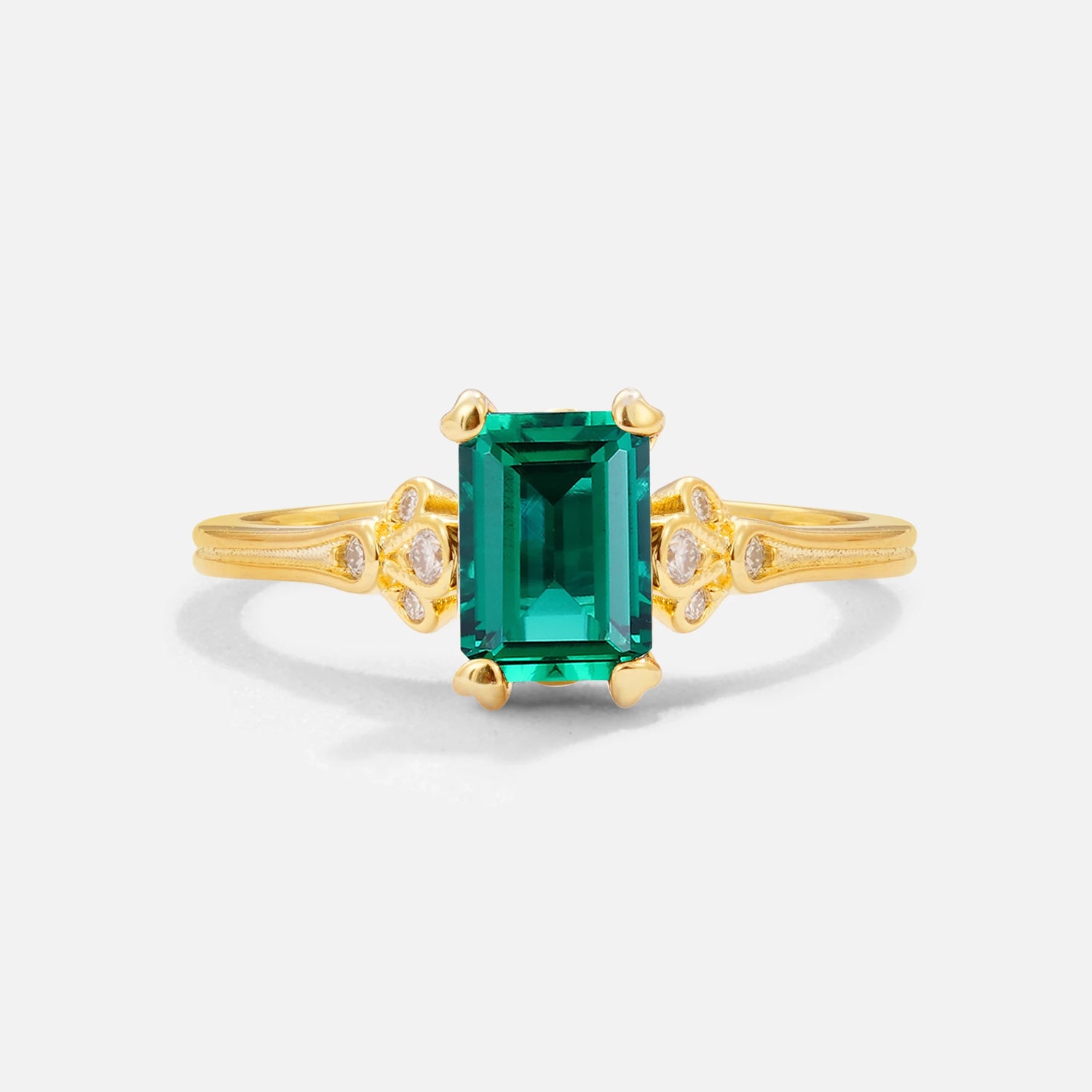 Classic 4-Prong Emerald-Cut Emerald Engagement Ring