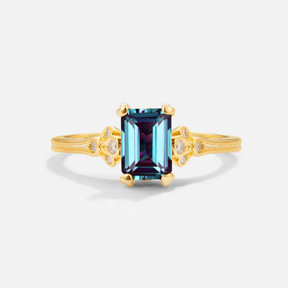 Classic 4-Prong Emerald-Cut Alexandrite Engagement Ring
