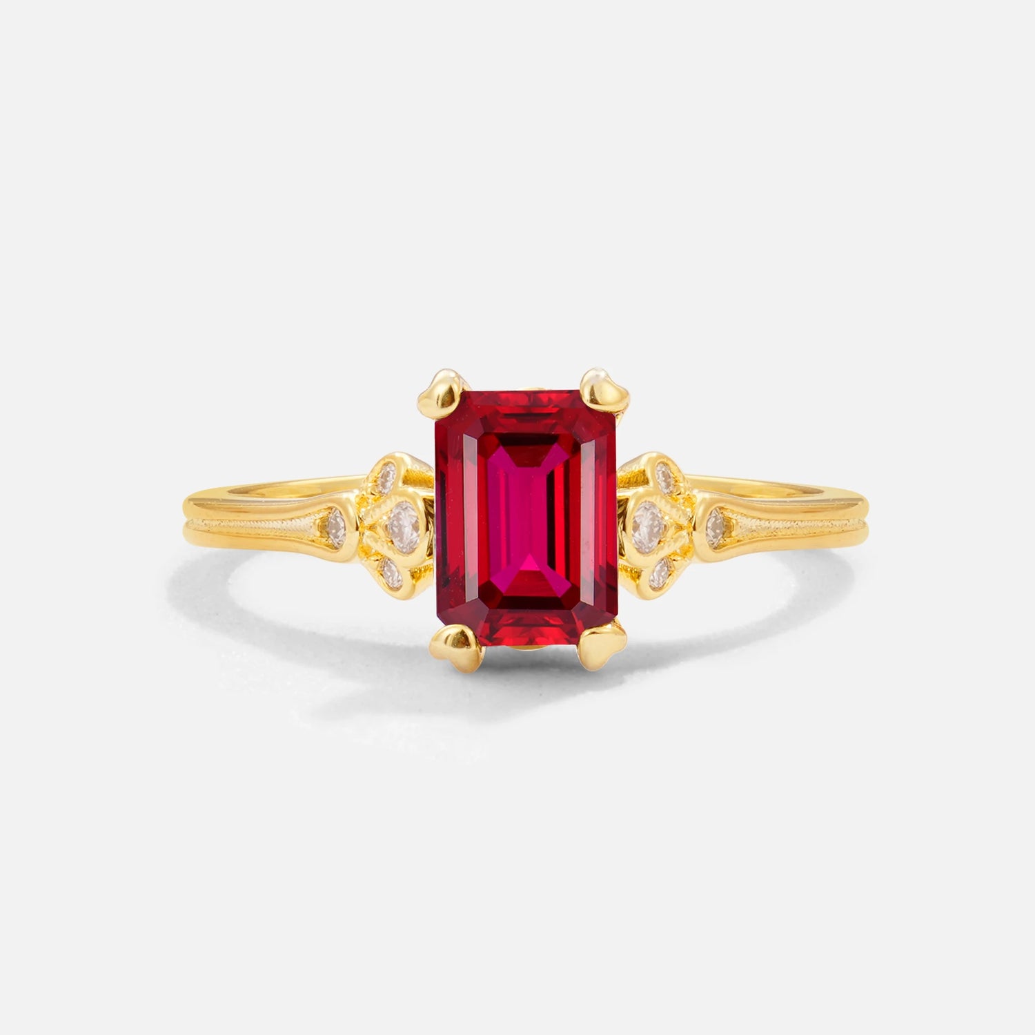 Classic 4-Prong Emerald-Cut Ruby Engagement Ring
