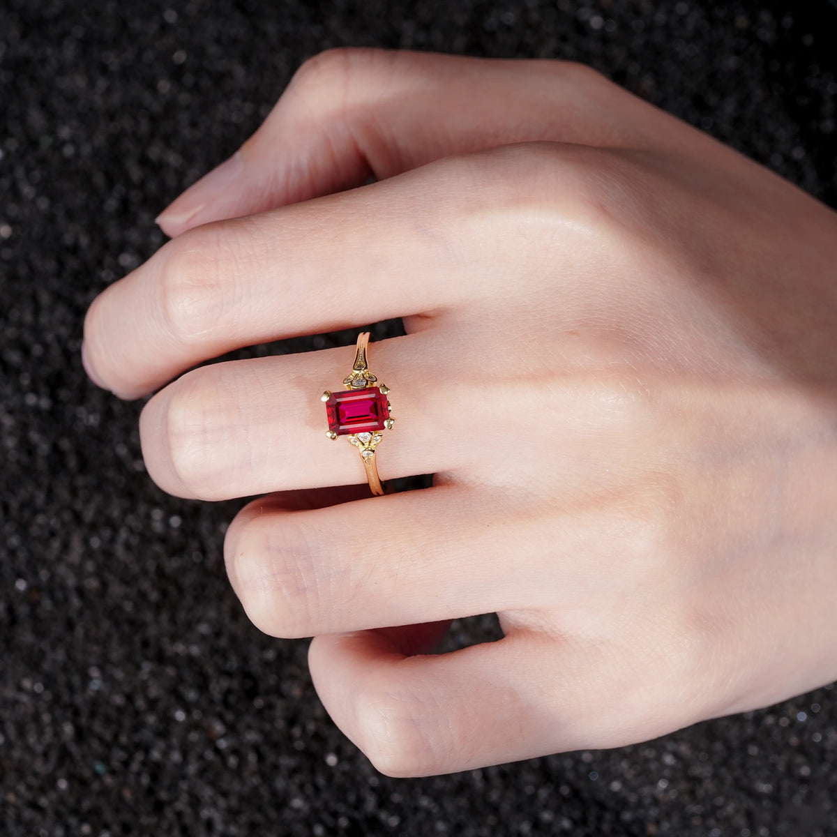 Classic 4-Prong Emerald-Cut Ruby Engagement Ring