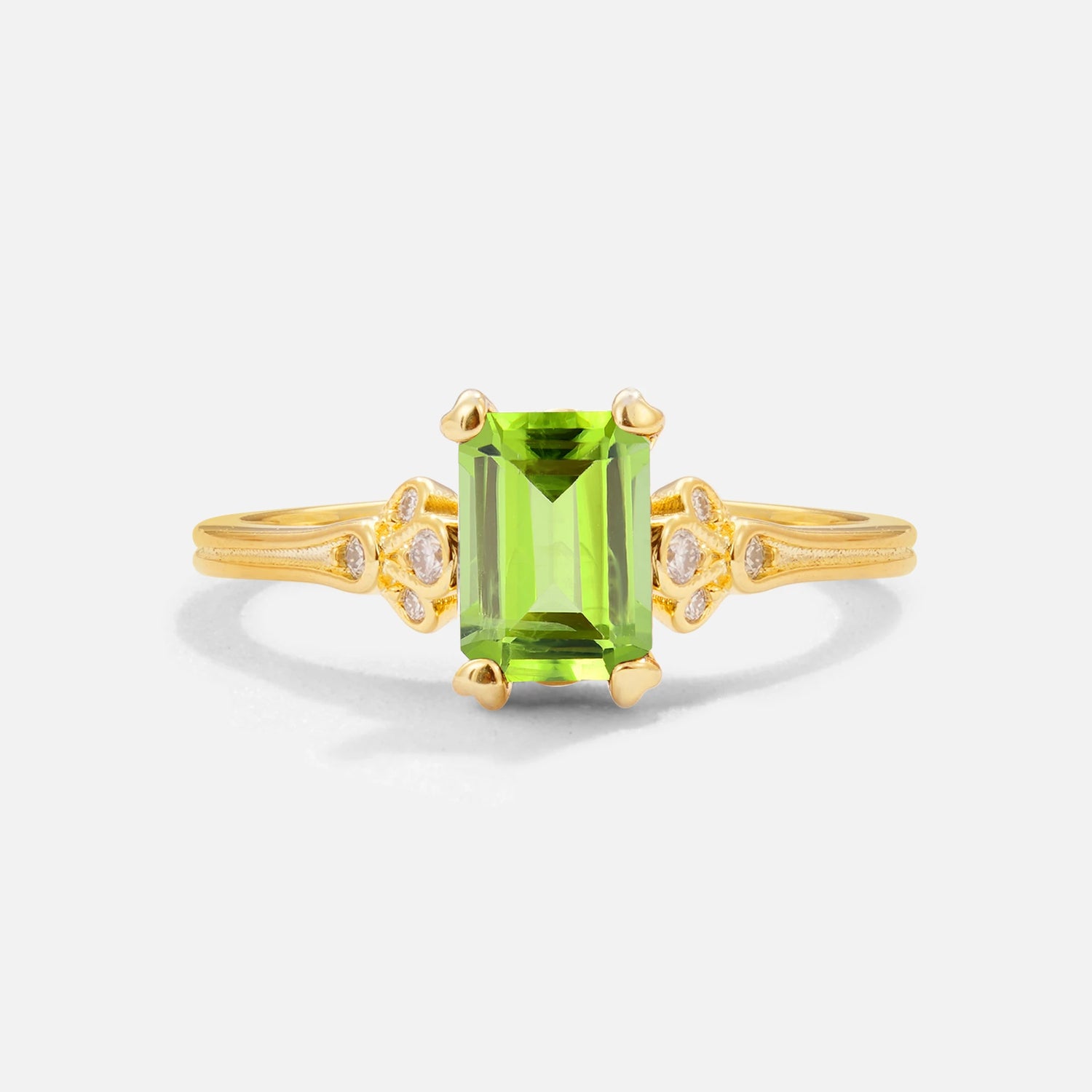Classic 4-Prong Emerald-Cut Peridot Engagement Ring