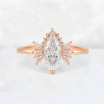Marquise Cut Moissanite Floral Side Stone Engagement Ring - Additional view