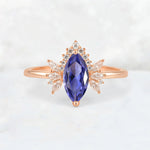 Marquise Cut Tanzanite Floral Side Stone Engagement Ring - Additional view