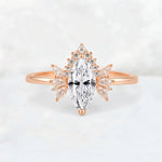 Marquise Cut Lab Diamond Floral Side Stone Engagement Ring - Additional view