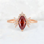 Marquise Cut Garnet Floral Side Stone Engagement Ring - Additional view