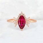 Marquise Cut Ruby Floral Side Stone Engagement Ring - Additional view