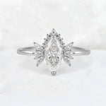 Marquise Cut Moissanite Floral Side Stone Engagement Ring - Additional view