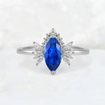 Marquise Cut Sapphire Floral Side Stone Engagement Ring - Additional view