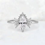 Marquise Cut Lab Diamond Floral Side Stone Engagement Ring - Additional view