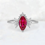 Marquise Cut Ruby Floral Side Stone Engagement Ring - Additional view