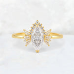 Marquise Cut Moissanite Floral Side Stone Engagement Ring - Additional view