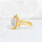 Marquise Cut Moissanite Floral Side Stone Engagement Ring - Additional view