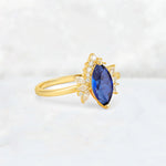 Marquise Cut Sapphire Floral Side Stone Engagement Ring - Additional view