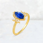 Marquise Cut Sapphire Floral Side Stone Engagement Ring - Additional view