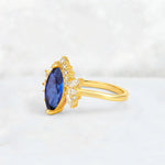 Marquise Cut Sapphire Floral Side Stone Engagement Ring - Additional view