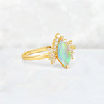 Marquise Cut Fire Opal Floral Side Stone Engagement Ring - Additional view
