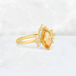 Marquise Cut Citrine Floral Side Stone Engagement Ring - Additional view