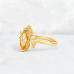 Marquise Cut Citrine Floral Side Stone Engagement Ring - Additional view