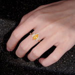 Marquise Cut Citrine Floral Side Stone Engagement Ring - Additional view