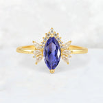 Marquise Cut Tanzanite Floral Side Stone Engagement Ring - Additional view