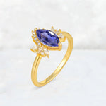 Marquise Cut Tanzanite Floral Side Stone Engagement Ring - Additional view