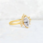 Marquise Cut Lab Diamond Floral Side Stone Engagement Ring - Additional view