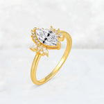 Marquise Cut Lab Diamond Floral Side Stone Engagement Ring - Additional view