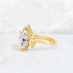 Marquise Cut Lab Diamond Floral Side Stone Engagement Ring - Additional view