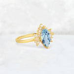 Marquise Cut Aquamarine Floral Side Stone Engagement Ring - Additional view
