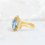 Marquise Cut Aquamarine Floral Side Stone Engagement Ring - Additional view