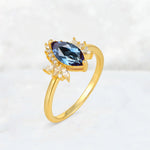 Marquise Cut Alexandrite Floral Side Stone Engagement Ring - Additional view