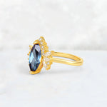 Marquise Cut Alexandrite Floral Side Stone Engagement Ring - Additional view
