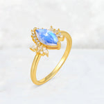 Marquise Cut Moonstone Floral Side Stone Engagement Ring - Additional view