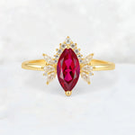 Marquise Cut Ruby Floral Side Stone Engagement Ring - Additional view