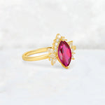 Marquise Cut Ruby Floral Side Stone Engagement Ring - Additional view