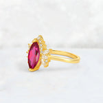 Marquise Cut Ruby Floral Side Stone Engagement Ring - Additional view