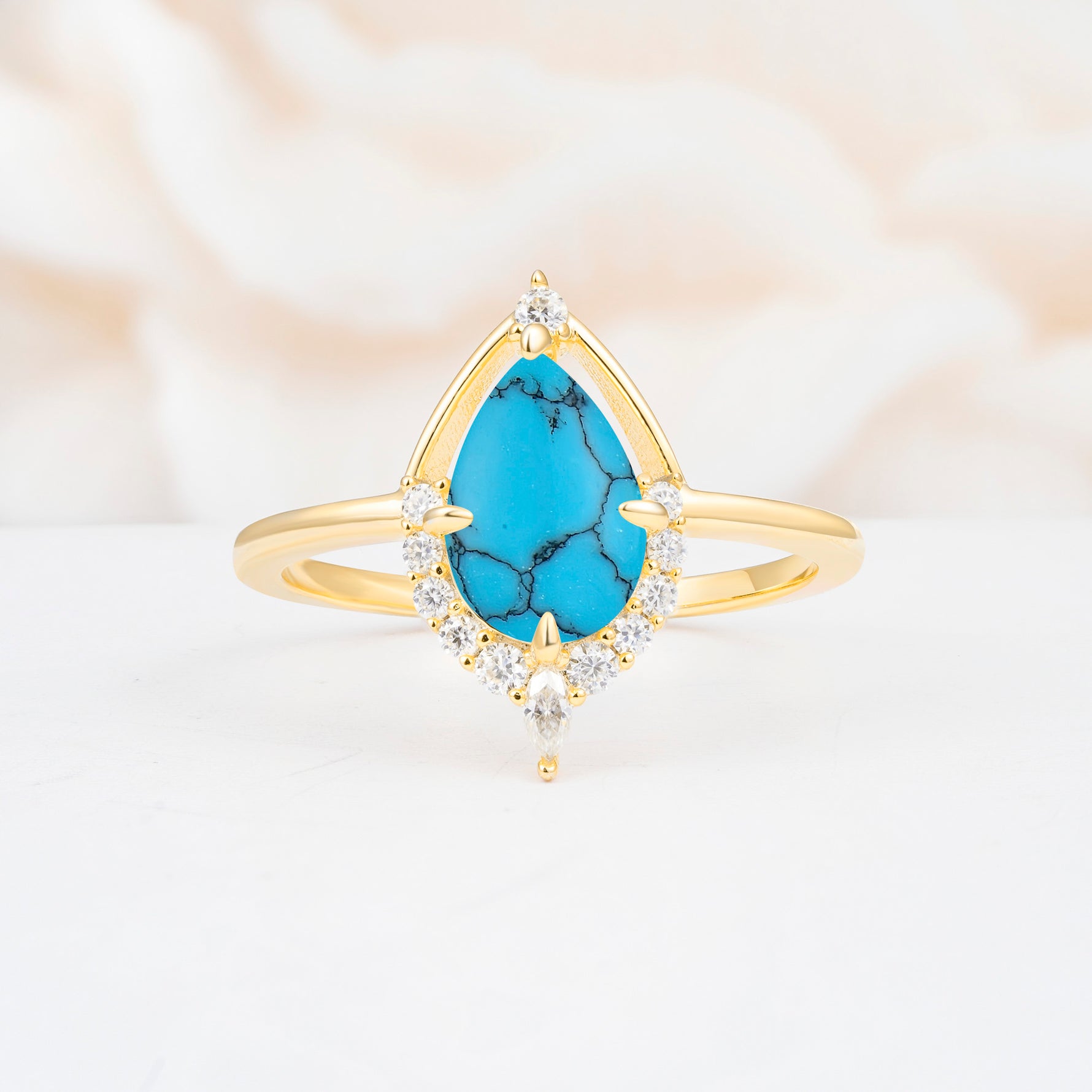 ML07057 Turquoise Ring - Yellow-Gold