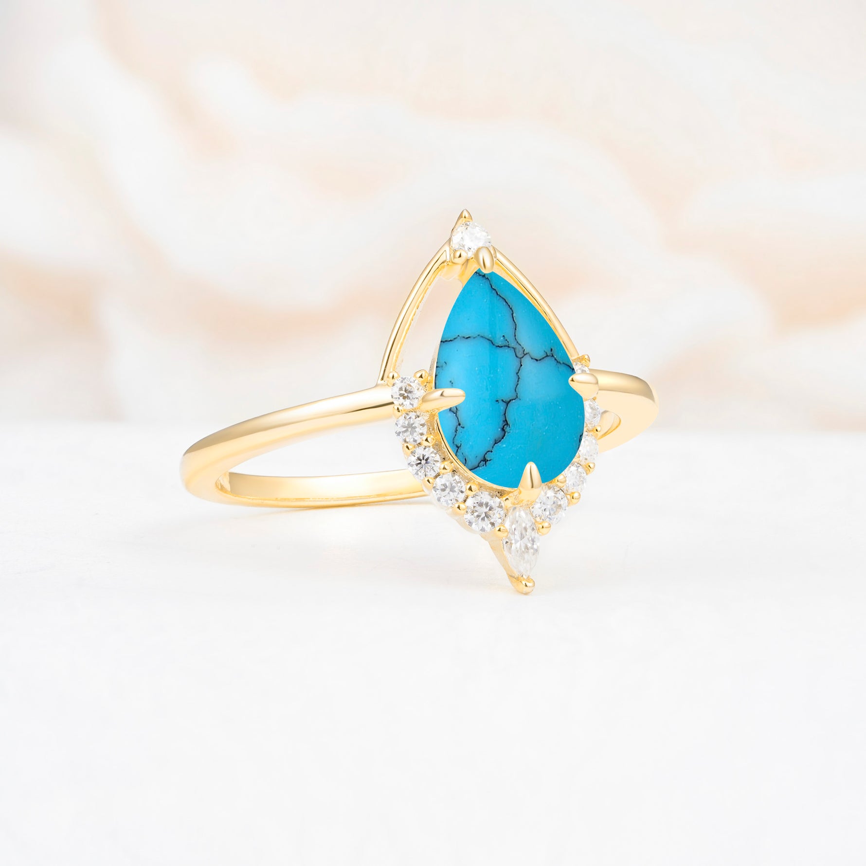 ML07057 Turquoise Ring - White-Gold