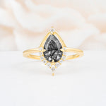 ML07057 Black Rutilated Quartz Ring - Yellow-Gold