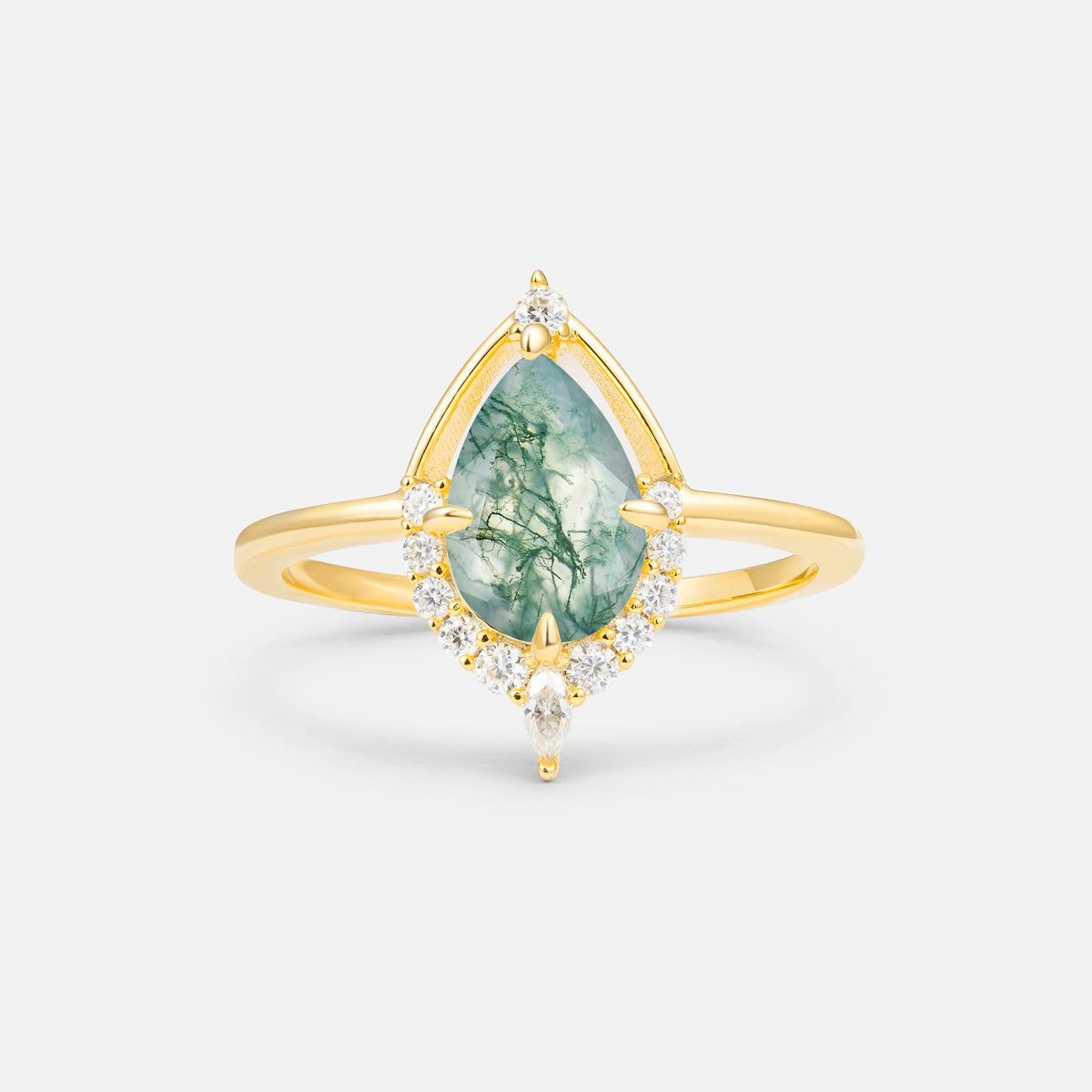 ML07057 Moss Agate Ring - Yellow-Gold