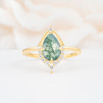 ML07057 Moss Agate Ring - Yellow-Gold