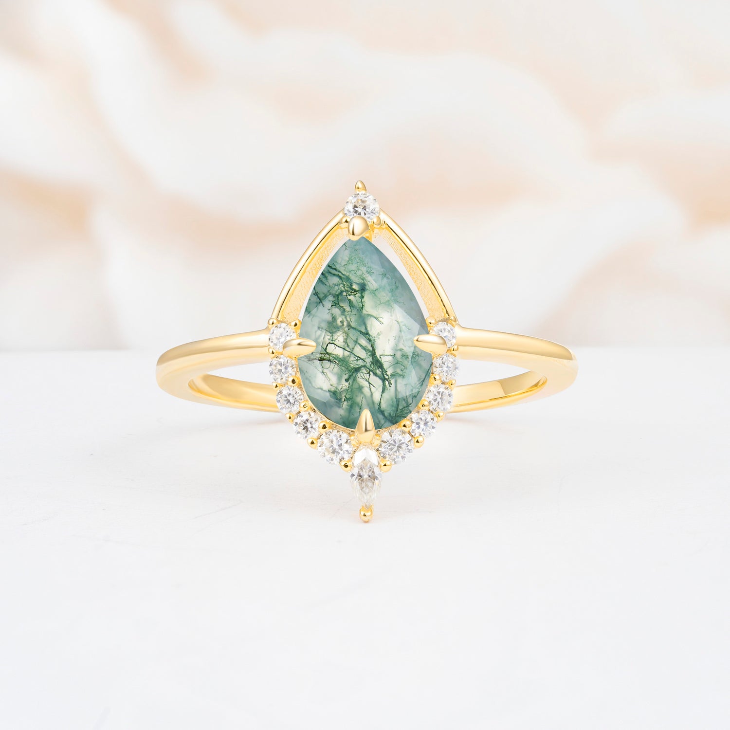 ML07057 Moss Agate Ring - Yellow-Gold