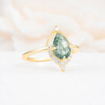 ML07057 Moss Agate Ring - White-Gold