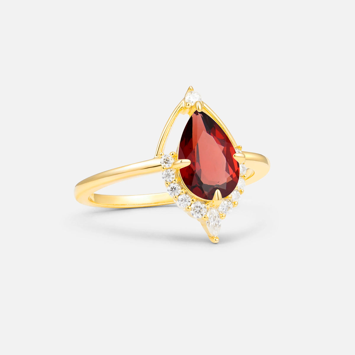 ML07057 Garnet Ring - White-Gold