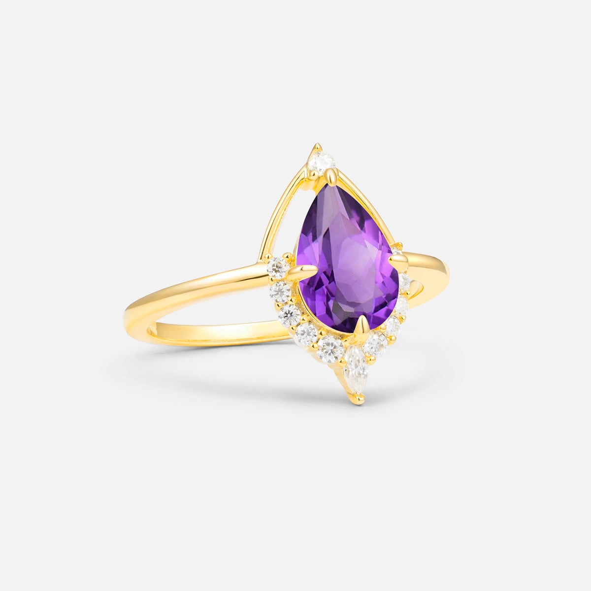 ML07057 Amethyst Ring - White-Gold